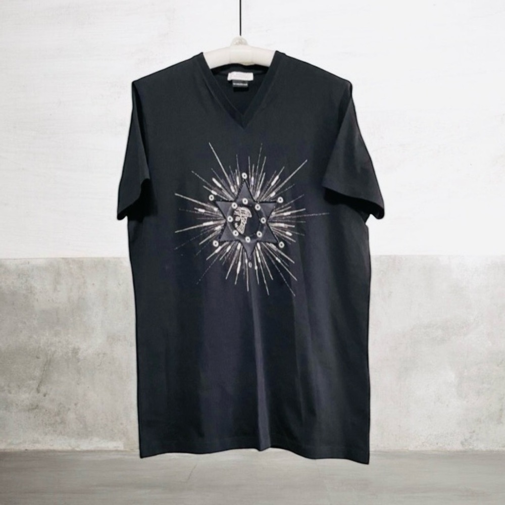 NWOT Versace Collection 💯% Cotton Unisex Black V-Neck Graphic Tee  Size L